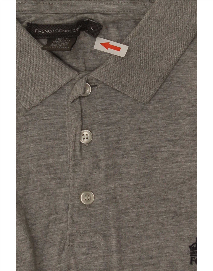 French Connection Polo para hombre de algodón gris grande