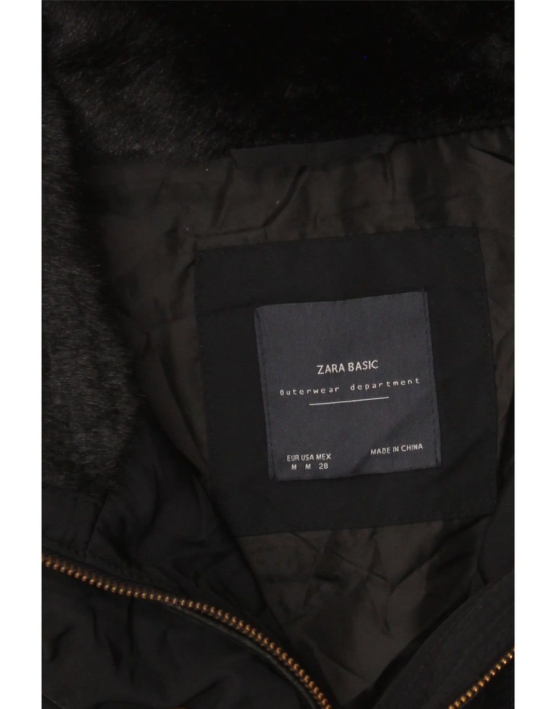 Zara Mujer Abrigo Acolchado UK 44 Mediano Negro