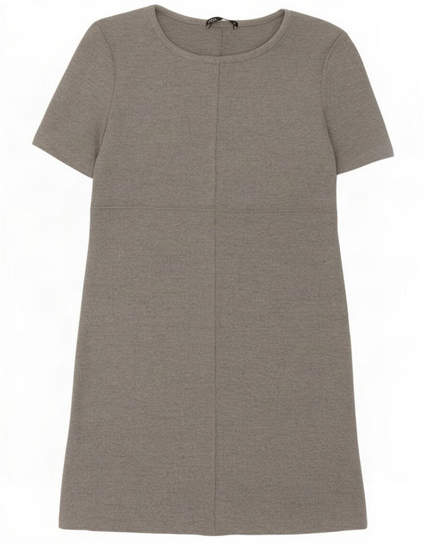 Zara Mujer Vestido Básico UK 8 Small Gris Poliéster