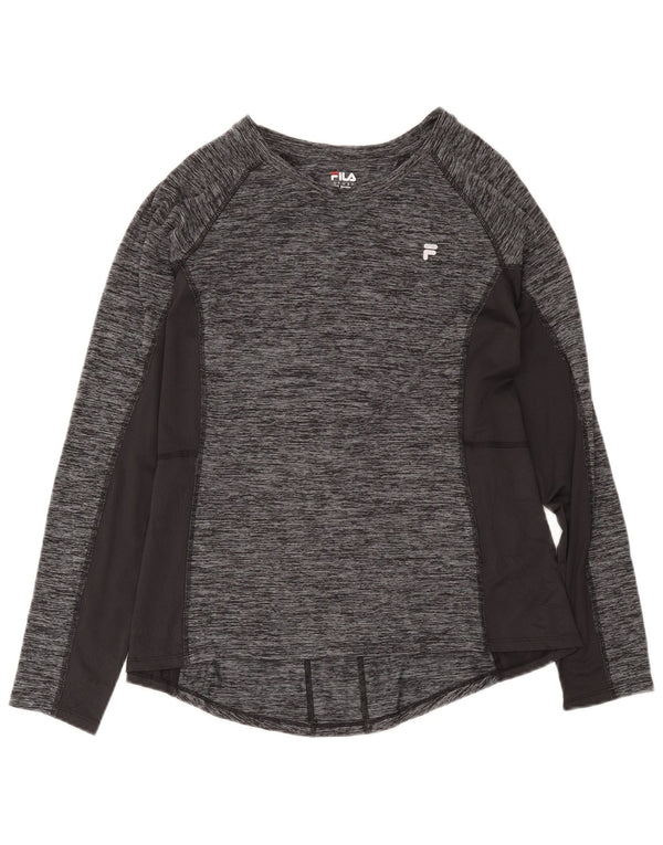 Fila Mujer Top Manga Larga UK 40 2XL Gris Moteado Poliéster Deportes