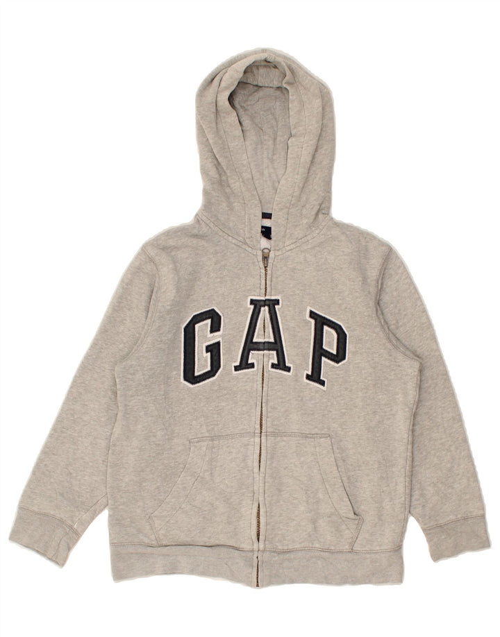 GAP Boys Graphic Zip Hoodie Sweater 8-9 Years Medium Grey Cotton Vintage Gap and Second-Hand Gap from Messina Hembry 