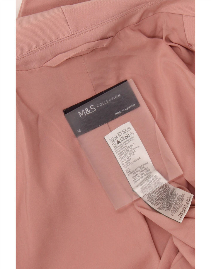 Marks & Spencer Chaqueta tipo blazer abierta para mujer UK 44 Grande Poliéster rosa