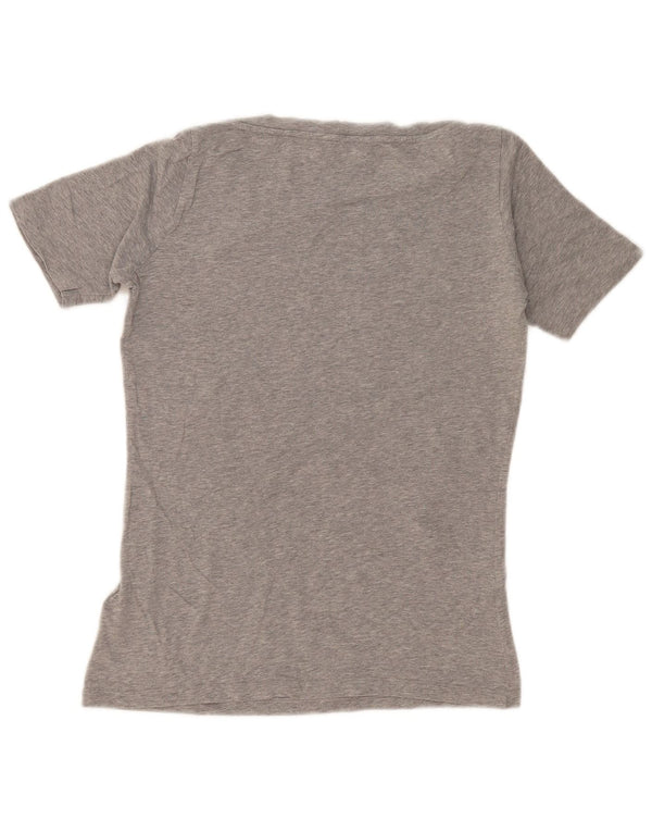 Trussardi Jeans Mujer Camiseta Gráfica Top UK 40 Small Gris Algodón