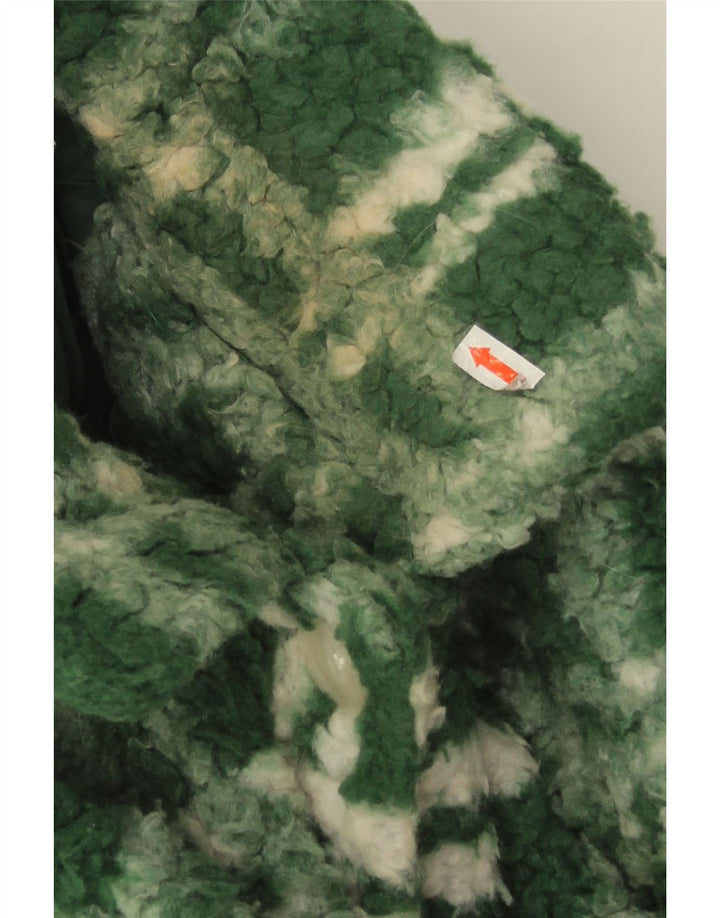 Zara Mujer Chaqueta Polar Extragrande UK 40 Poliéster A Cuadros Verde Grande