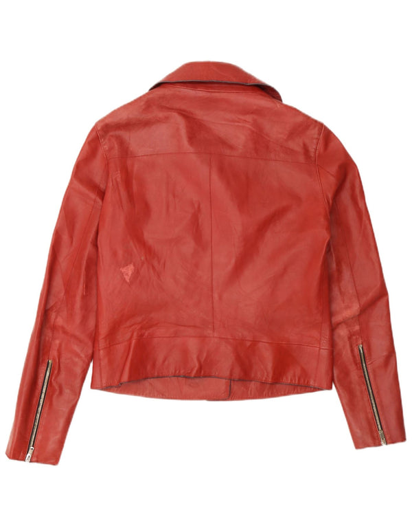 Massimo Dutti Chaqueta Biker de Cuero para Hombre UK 36 Small Cuero Rojo