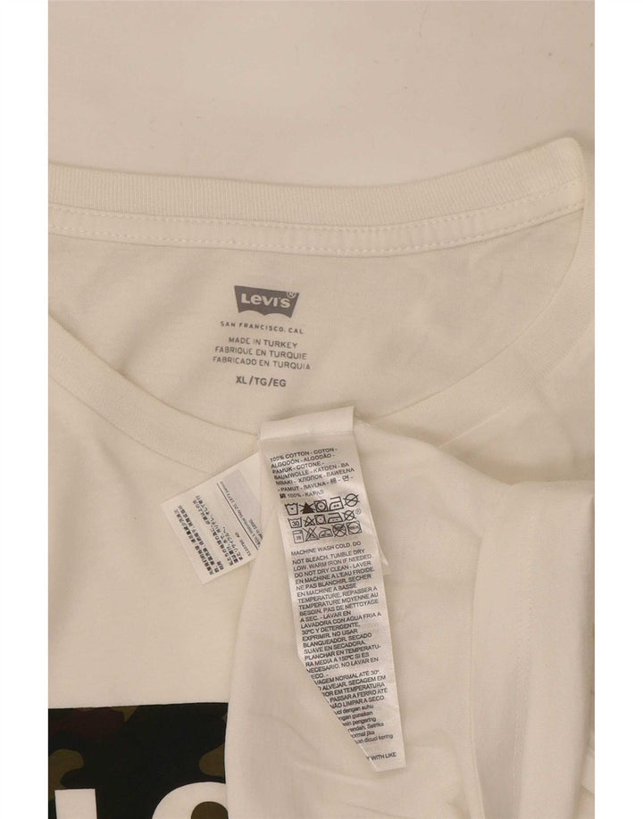 Levi's Hombre Camiseta Gráfica Top XL Algodón Blanco