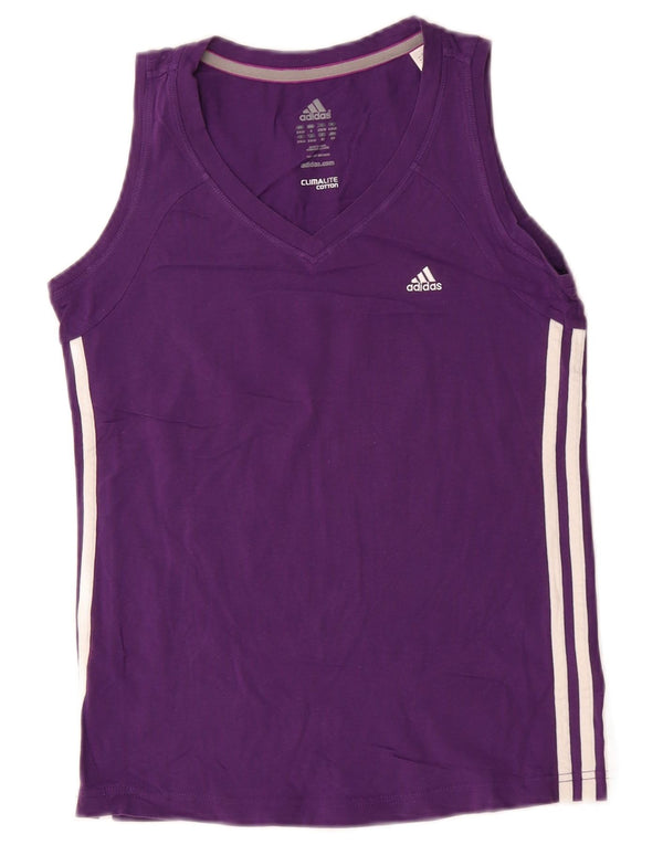 Adidas Mujer Climalite Chaleco Top Reino Unido 8/10 Pequeño Algodón Púrpura