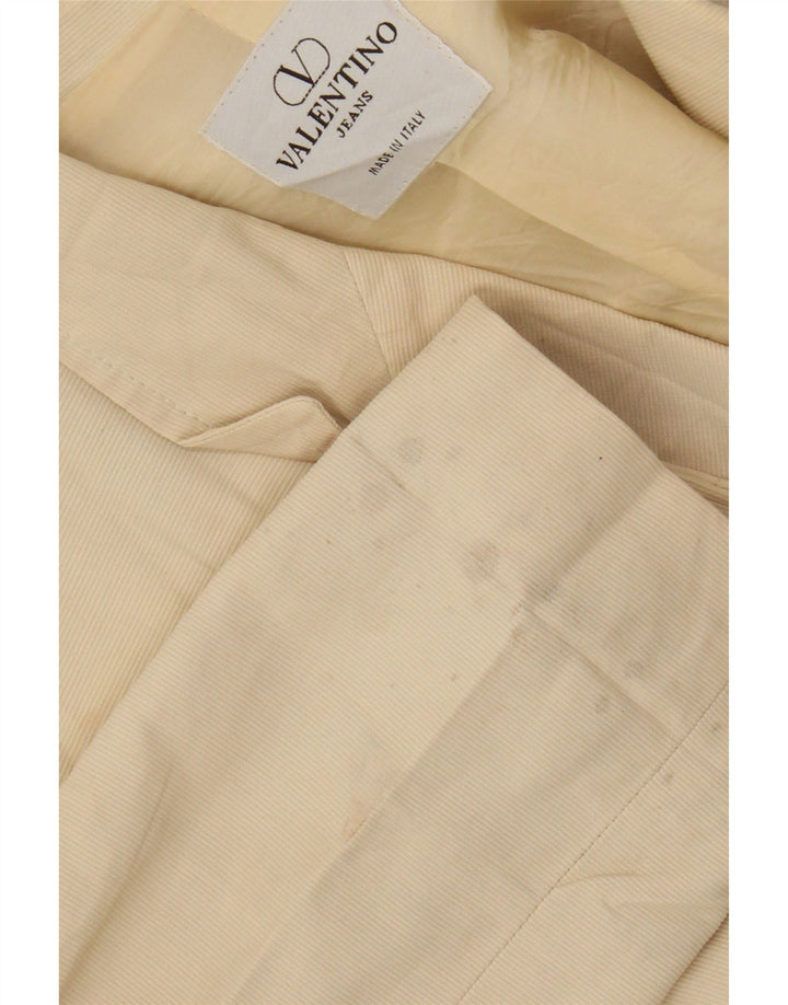 Chaqueta tipo blazer de 3 botones para mujer Valentino IT 40 Small Beige Pinstripe