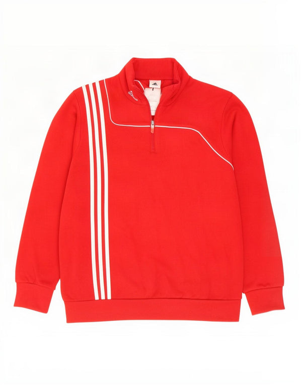 Adidas - Sudadera con cuello y cremallera para hombre, talla grande, algodón rojo
