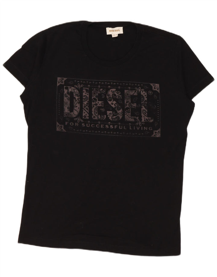 DIESEL Camiseta gráfica para hombre Top Medium Black Cotton
