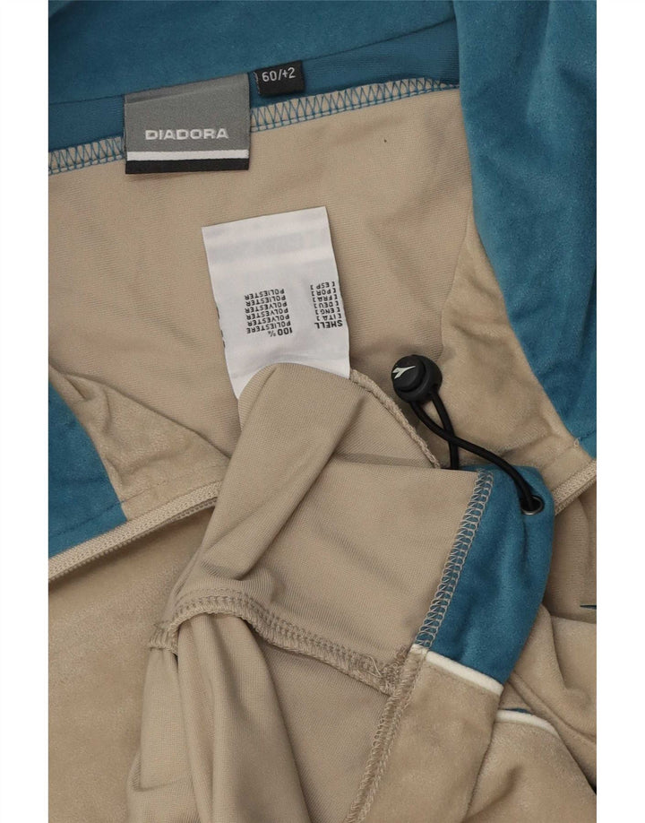 Diadora Chaqueta De Chándal De Terciopelo Para Hombre 3XL Poliéster Color Block Beige