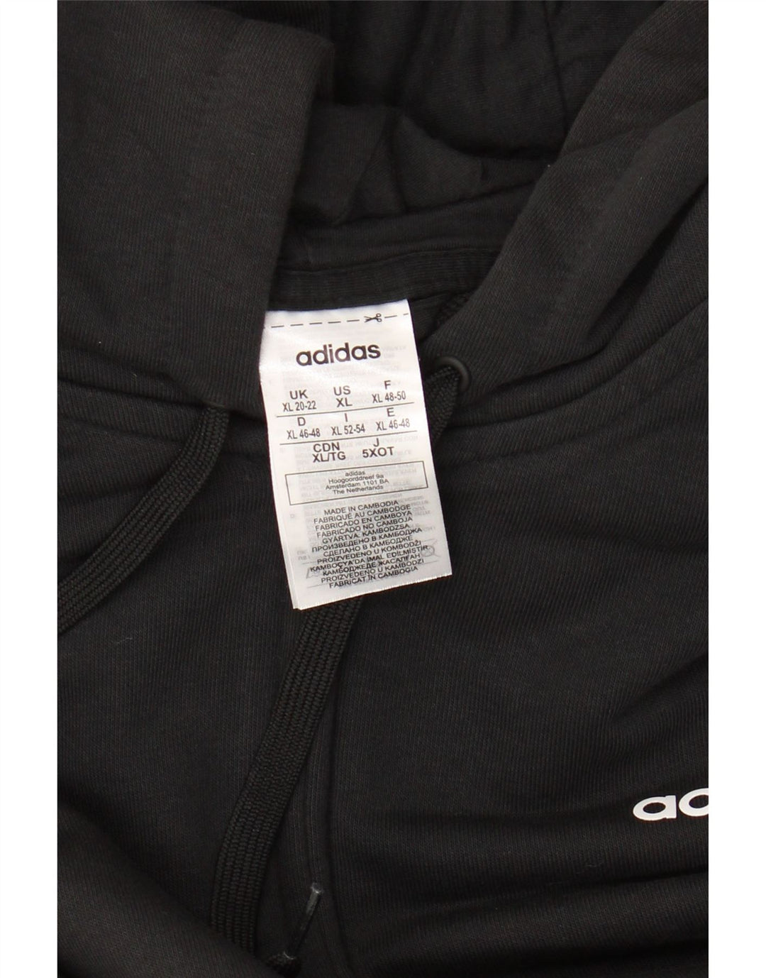 ADIDAS Sudadera con capucha y cremallera para mujer UK 20/22 XL Algodón negro