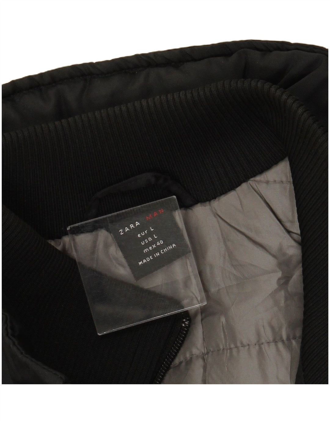 ZARA Chaqueta bomber con capucha para hombre UK 40 Large Nylon negro