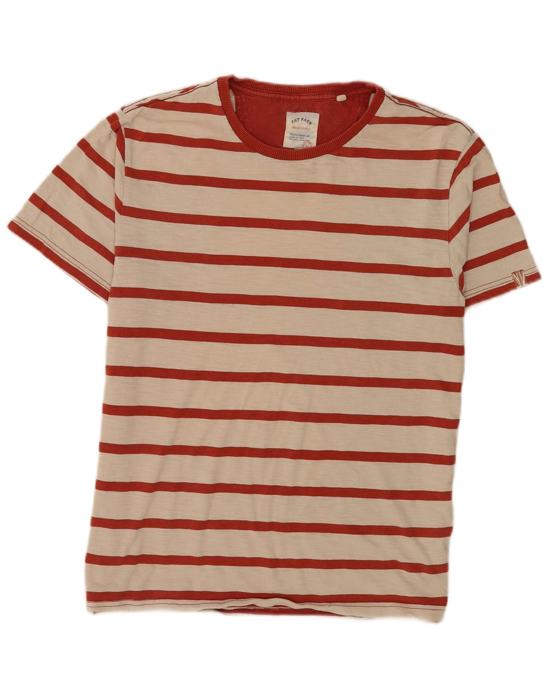 Camiseta de hombre Fat Face Top de algodón a rayas beige medio