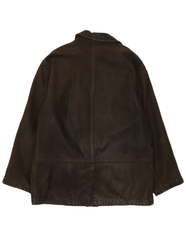 Henry Cottons Abrigo cortavientos de cuero para hombre IT 50 Cuero marrón grande