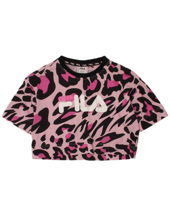 FILA Camiseta corta con gráfico para niña 9-10 años Algodón con estampado animal rosa