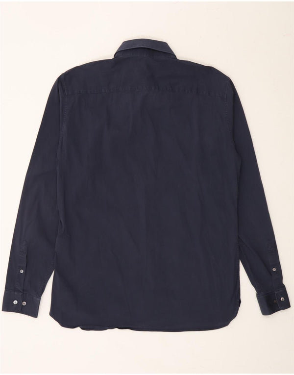 BURBERRY Mens London Shirt Size 16 1/2 Large Navy Blue Cotton