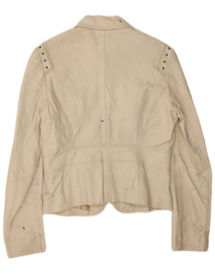 Chaqueta Corta De Cuero Para Mujer Conbipel IT 44 Cuero Blanco Mediano
