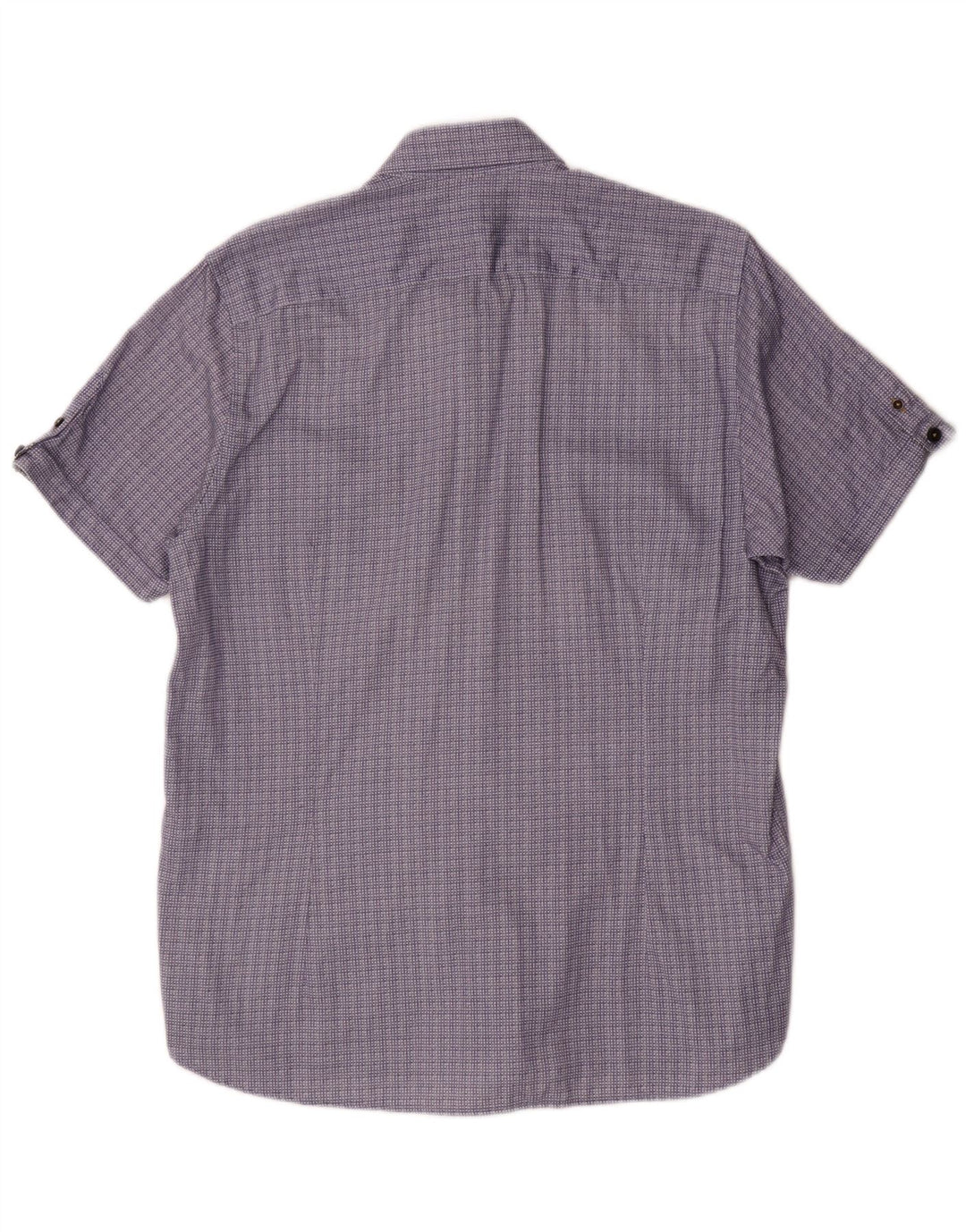 Ted Baker Camisa de manga corta para hombre Talla 4 Grande Algodón geométrico azul marino