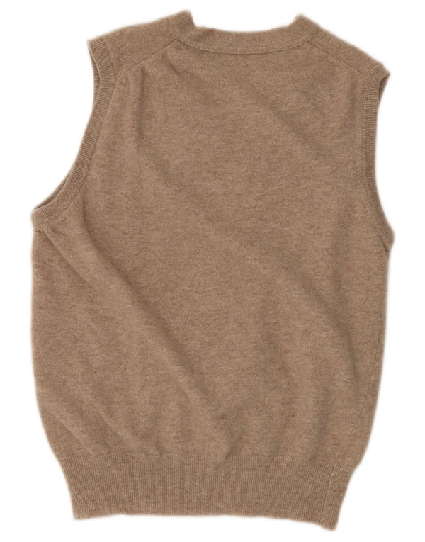 BOGGI MILANO Suéter tipo cárdigan sin mangas para mujer UK 14 Lana beige mediana