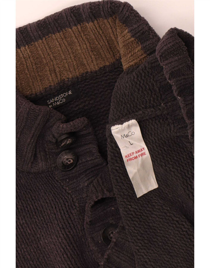 M&Co Suéter tipo jersey con cuello y botones para hombre Poliéster gris grande