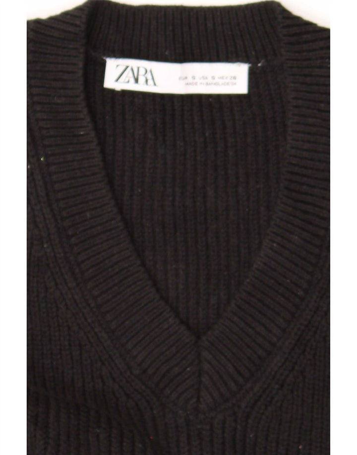 Zara Mujer Crop Vest Tank Top UK 10 Small Negro