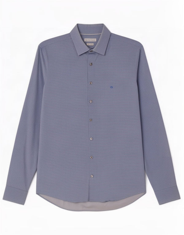 Camisa ajustada Calvin Klein para hombre Talla 39 15 1/2 Azul medio Geométrico