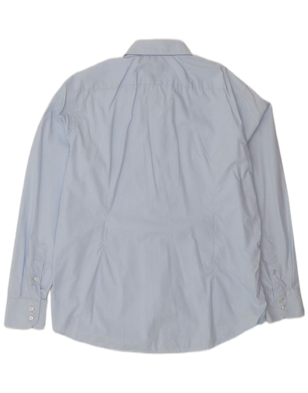 Hugo Boss Camisa de corte regular para hombre Talla 44 17 1/2 XL Algodón azul