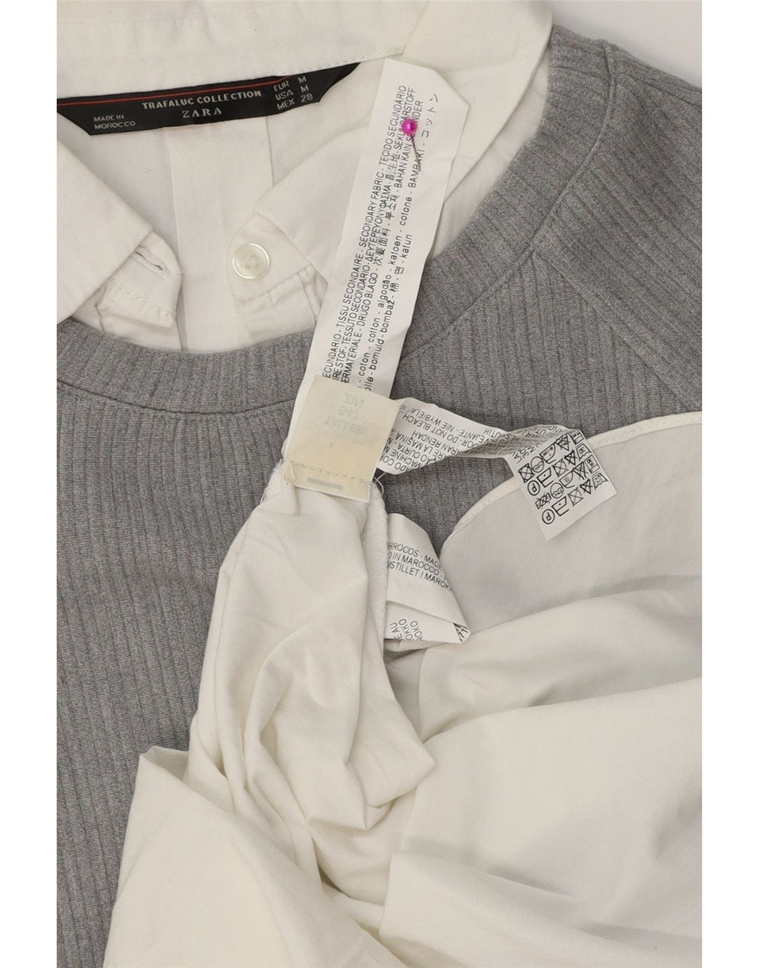 Zara Vestido recto para mujer UK 44 Algodón gris medio con bloques de color