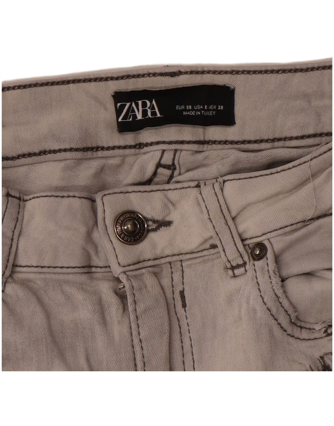 Zara Jeans Slim para Mujer EU 38 Small W28 L27 Gris Tie Dye