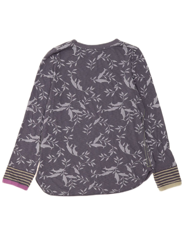 White Stuff Top para mujer de manga larga UK 42 Algodón floral gris medio