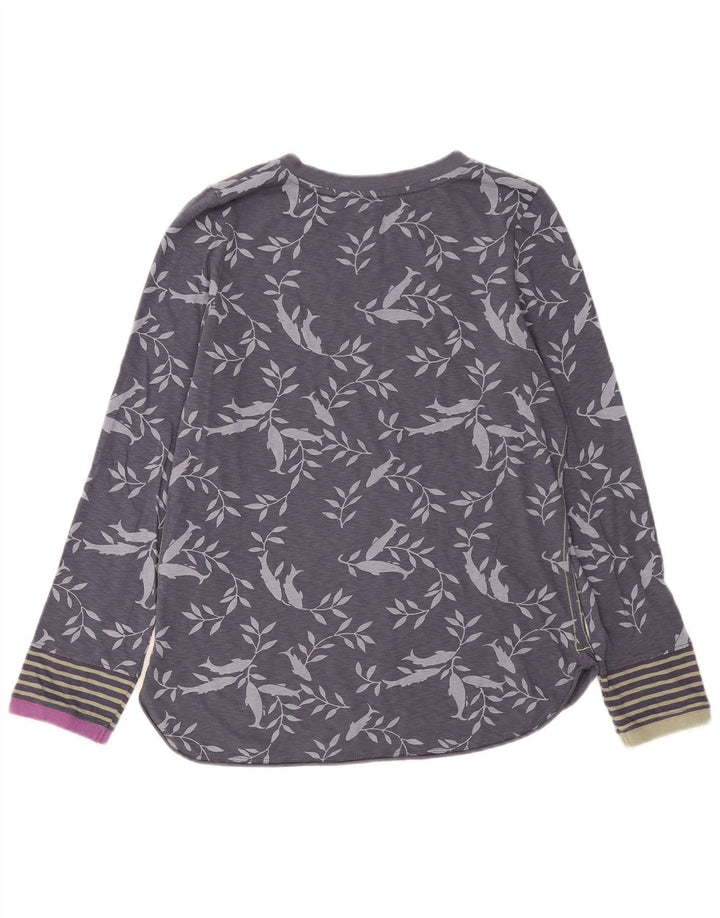 White Stuff Top para mujer de manga larga UK 42 Algodón floral gris medio