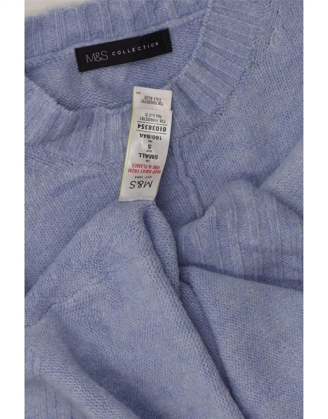 Marks & Spencer Suéter largo con cuello redondo para mujer UK 40 Small Blue