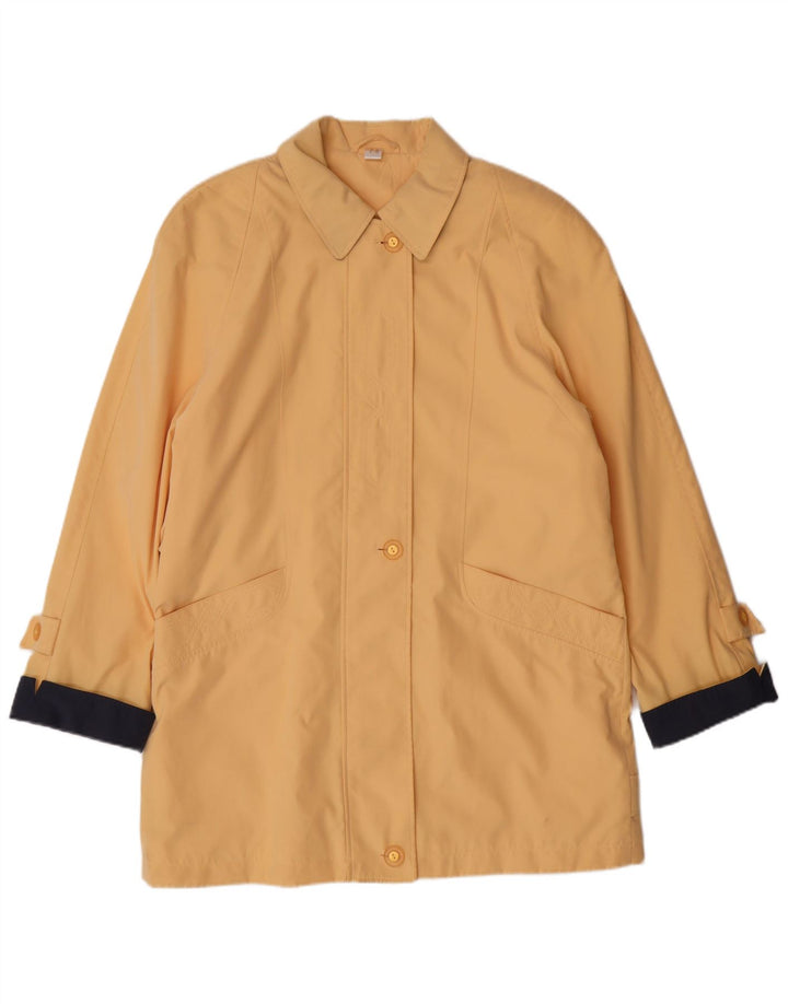 VINTAGE Womens Overcoat UK 14 Large Yellow Colourblock Polyester