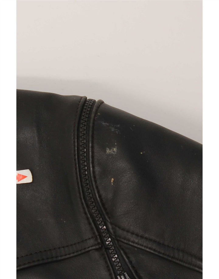 Hein Gericke Chaqueta de cuero para hombre IT 50 grande de cuero negro