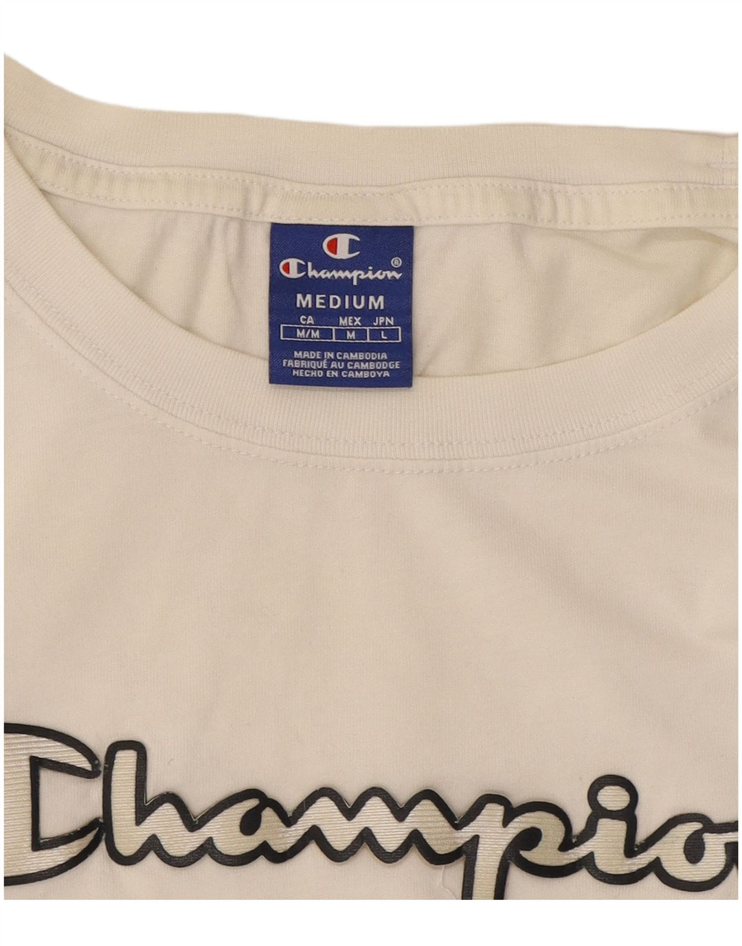 Champion Camiseta Corta Gráfica para Mujer UK 40 Medium White
