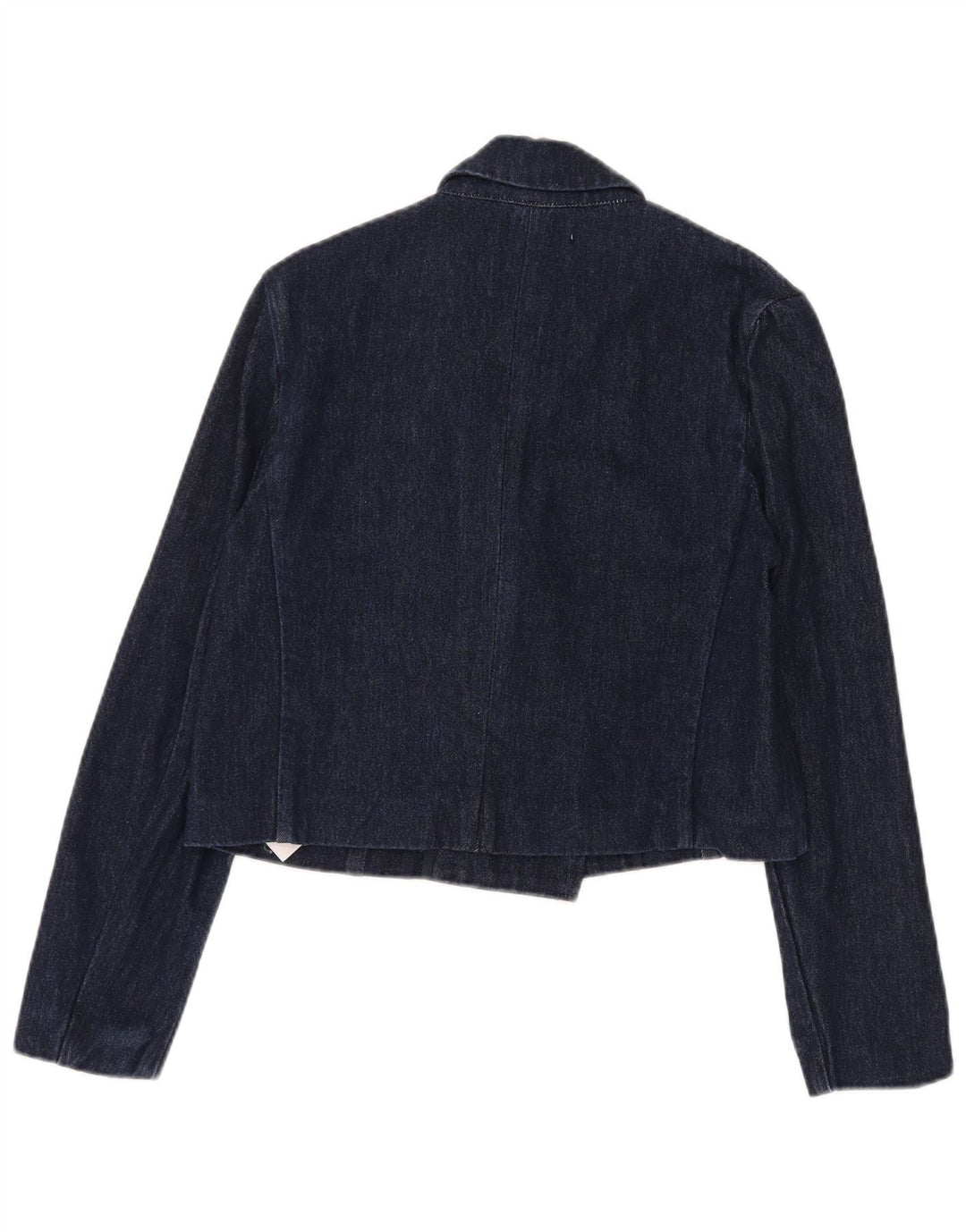 Zara Mujer Crop Chaqueta Americana De Mezclilla Con Doble Botonadura UK 10 Small Azul Marino