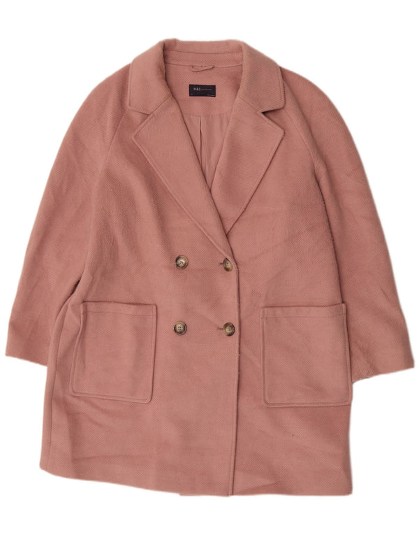 Marks & Spencer Abrigo cruzado para mujer UK 40 XL Poliéster rosa