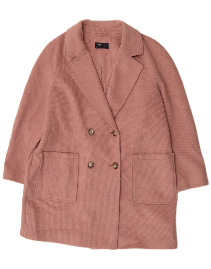Marks & Spencer Abrigo cruzado para mujer UK 40 XL Poliéster rosa