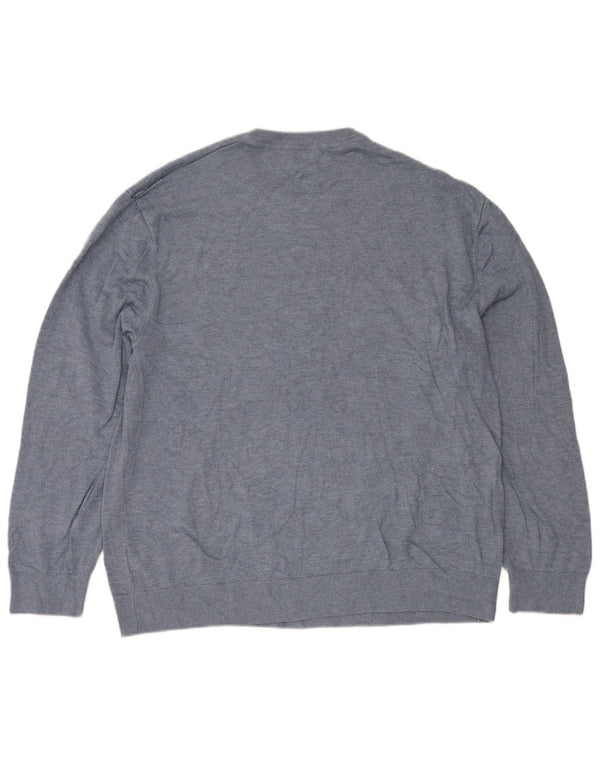 Nautica Jersey de cuello redondo para hombre, talla 2XL, algodón azul