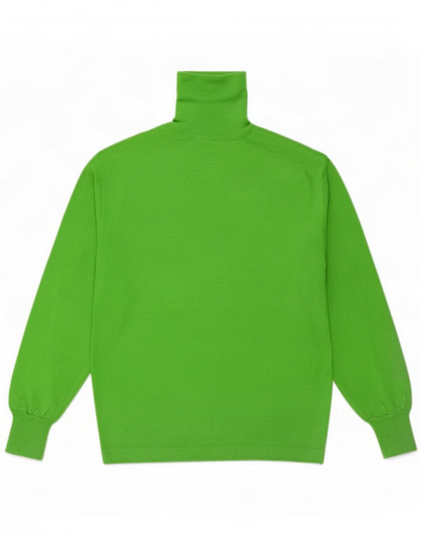Suéter vintage con cuello vuelto para mujer UK 44 Lana virgen verde medio