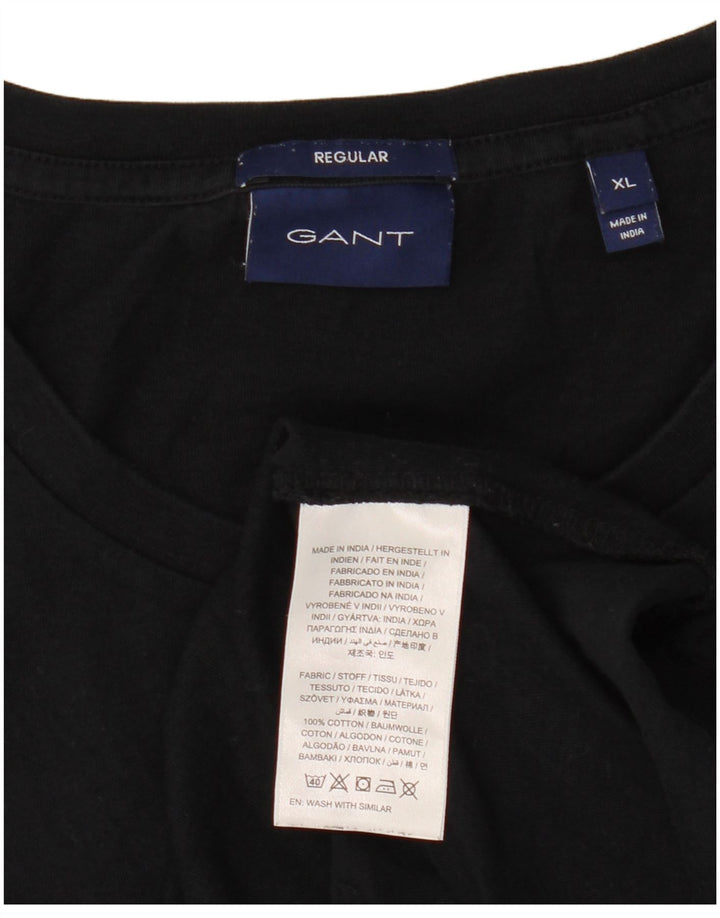 Gant Camiseta Regular para Hombre Top XL Negro Algodón