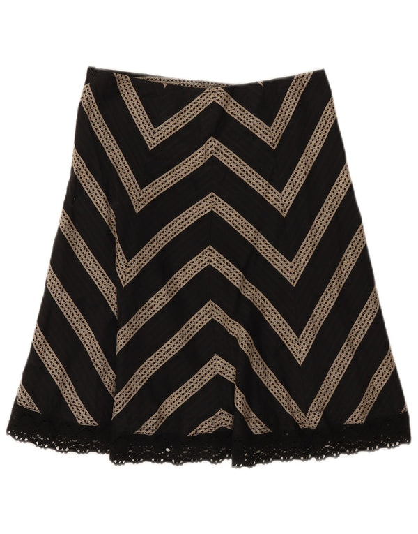Ann Taylor Falda pequeña de una línea para mujer US 2 XS W28 Algodón Chevron negro