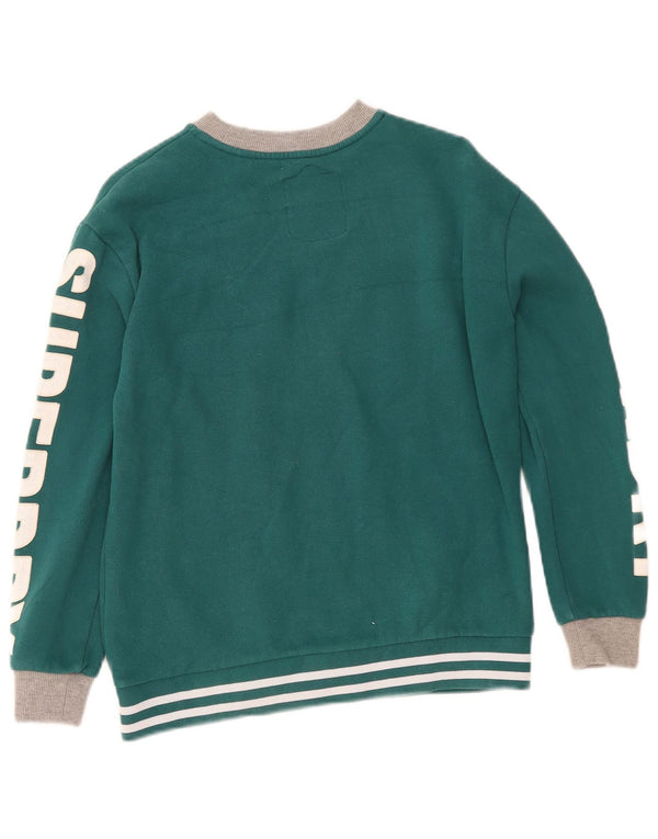 Superdry Mujer Sudadera Gráfica Jumper UK 40 Small Verde Colorblock