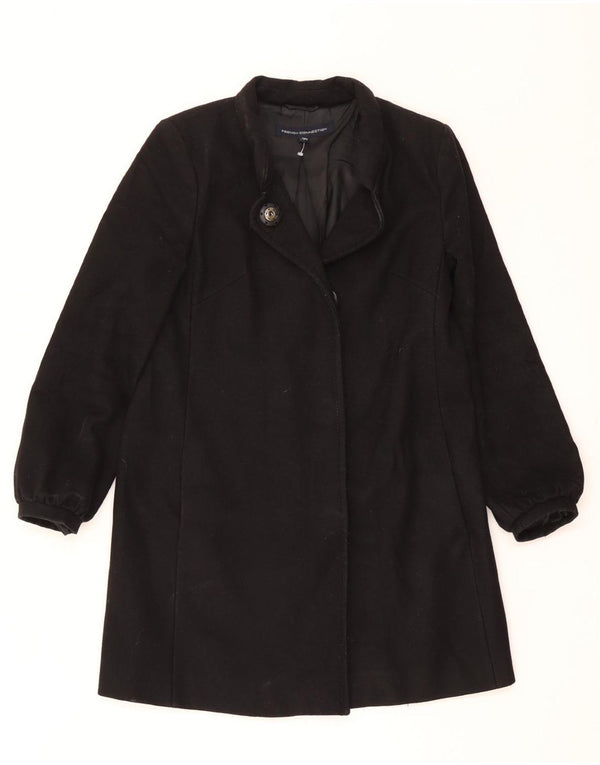 French Connection Abrigo extragrande para mujer UK 8 Small Lana virgen negra