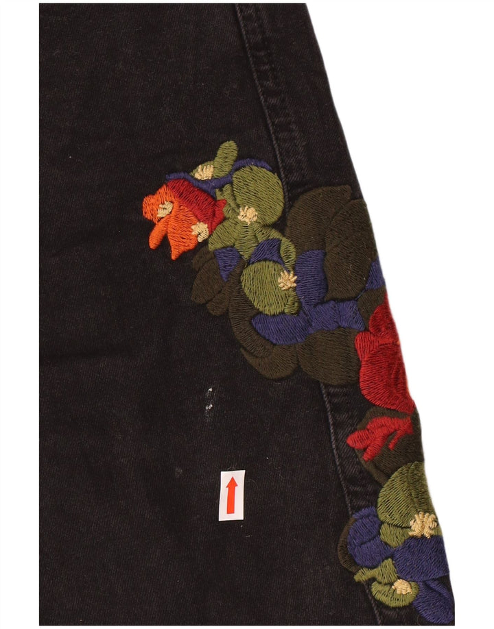 Zara Shorts De Mezclilla Gráficos Para Mujer EU 38 Small W28 Negro Floral Bohemio