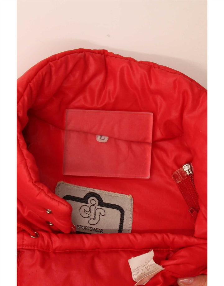 Chaqueta acolchada vintage para hombre Reino Unido 40 Poliamida roja grande