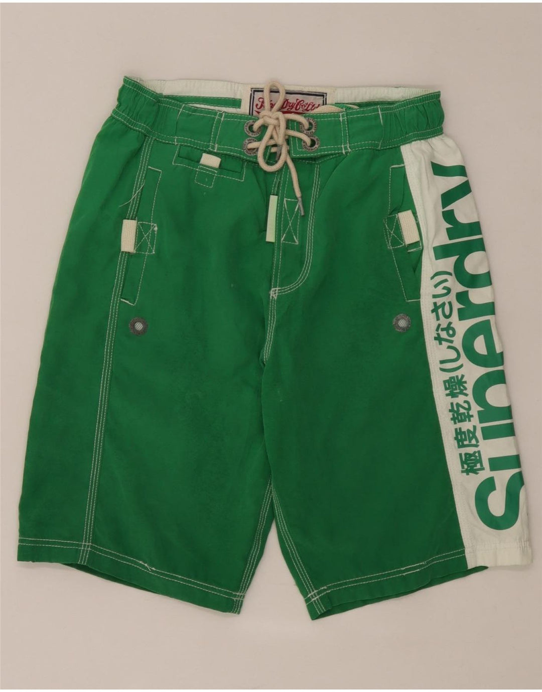 Superdry Bañador con estampado gráfico para hombre, poliéster color block, color verde pequeño