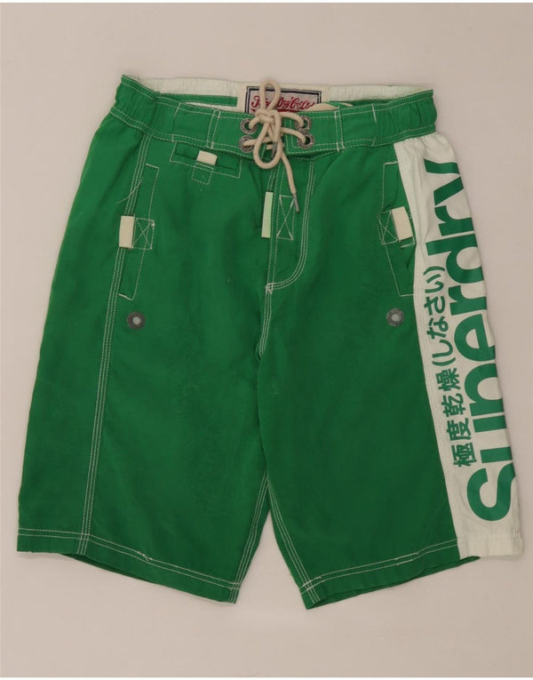 Superdry Bañador con estampado gráfico para hombre, poliéster color block, color verde pequeño