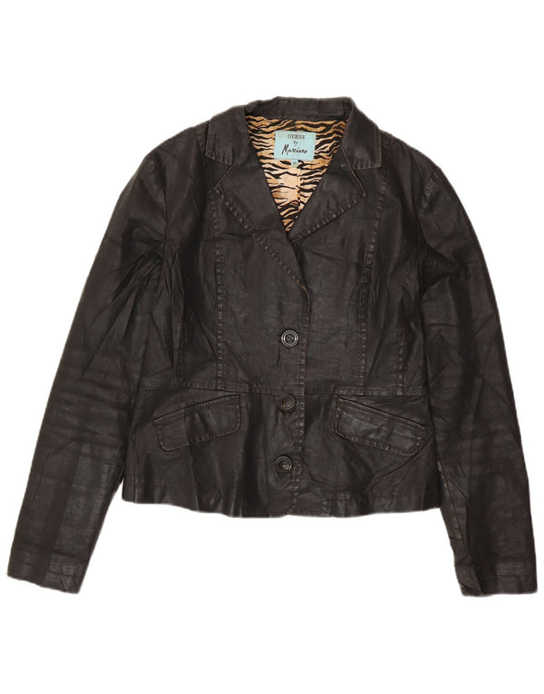 GUESS BY MARCIANO Chaqueta tipo blazer corta con 3 botones para mujer IT 46 Grande Negro